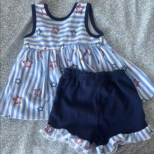 Striped Star Dress and Shorts Set